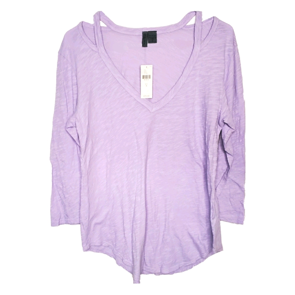 22) LEFT OF CENTER Cold Shoulder Heather Lavender NWT Sz. S